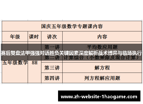 赛后复盘法甲强强对话胜负关键因素深度解析战术博弈与临场执行 赛后复盘法甲强强对话胜负关键因素深度解析战术博弈与临场执行